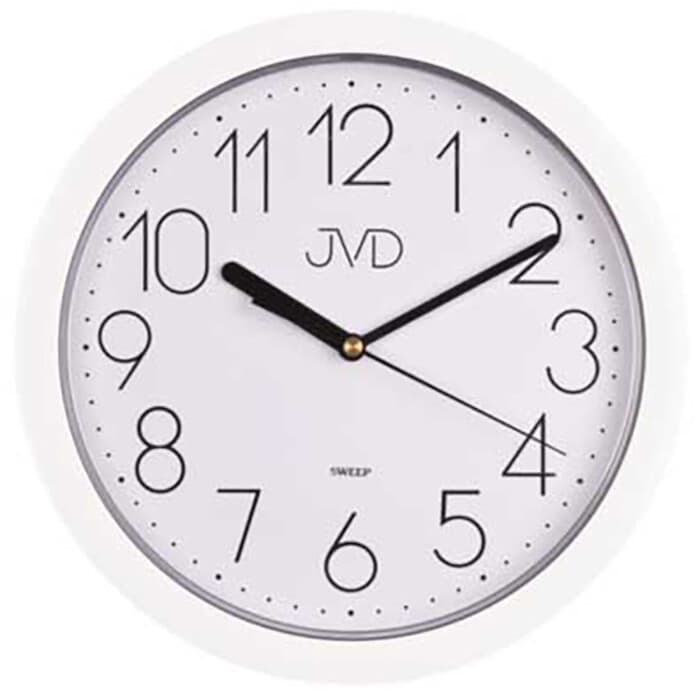 Pendule murale ronde silencieuse entourage blanc plastique couleur : Blanc