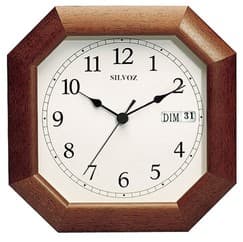 Horloge murale à calendrier entourage bois