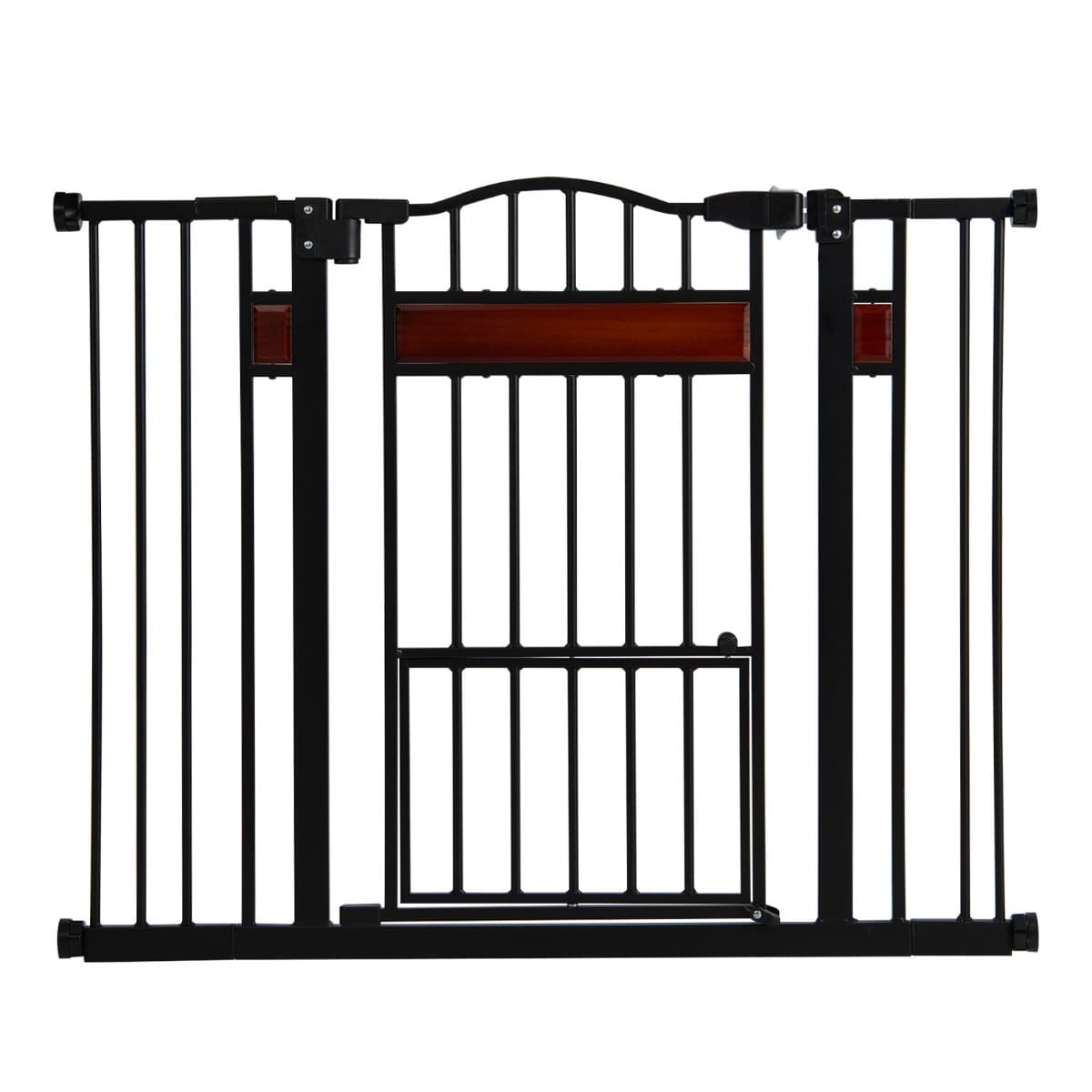 CostwayBarrière pour Animaux de Compagnie Extra Large pour Ouvertures de 76 à 104 cm avec Petite Porte 2 Extensions sans Pression de Perçage Noir