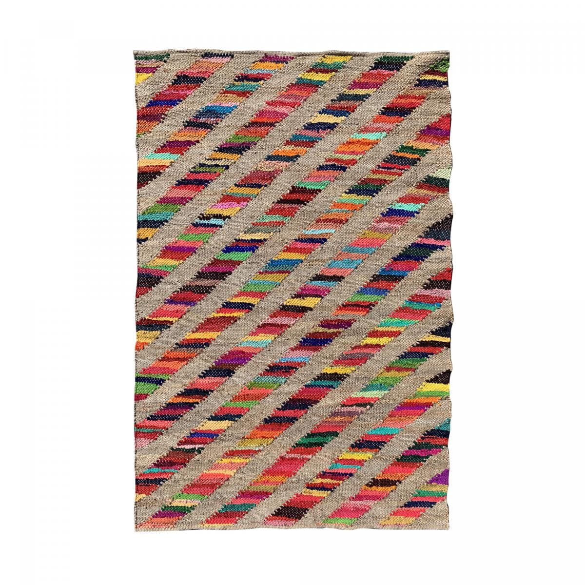 Tapis en jute fait à la main motif géométrique RAINBOWA